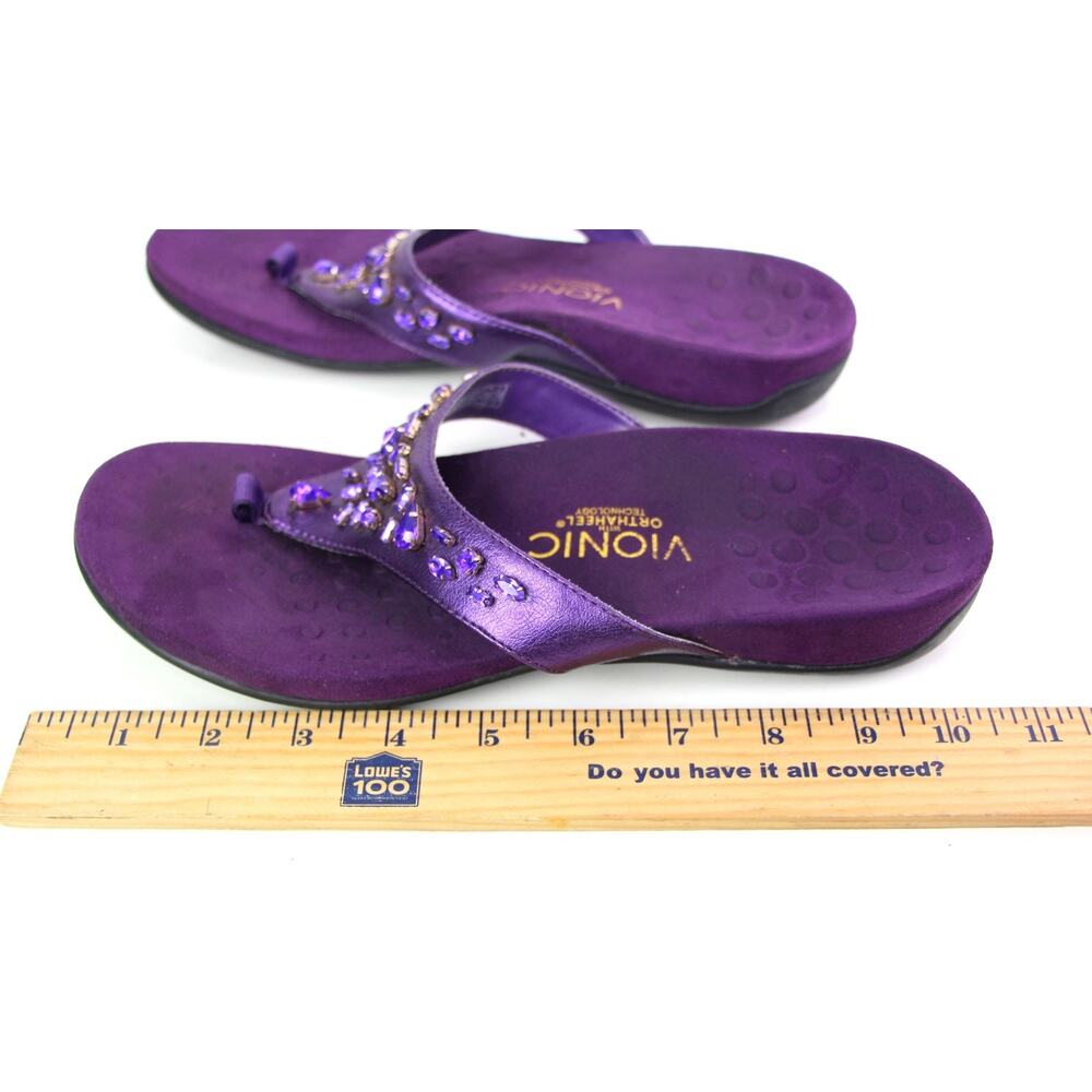 Vionic PURPLE FAUX LEATHER FLIP FLOP SANDALS MULES SHOES Size 9 US/40 EU - Picture 11 of 11